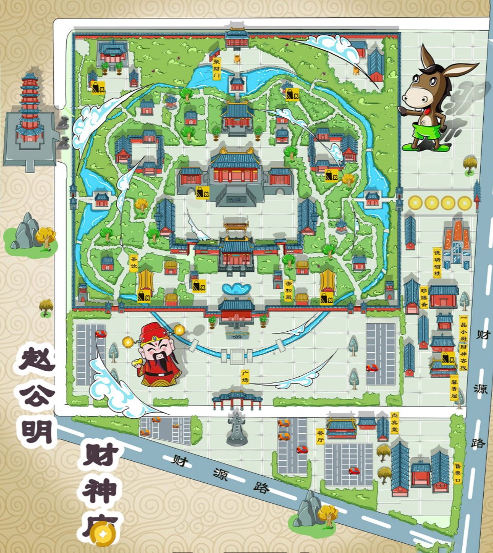 镇江寺庙类手绘地图
